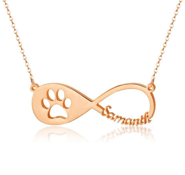 Dog mom necklace - pet paw rose gold necklace