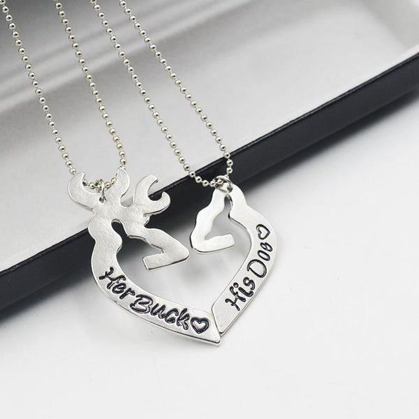 Her Buck & His Doe Couples Deer Necklaces