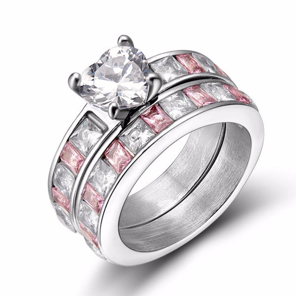 Promise rings for her - pink and silver womens ring