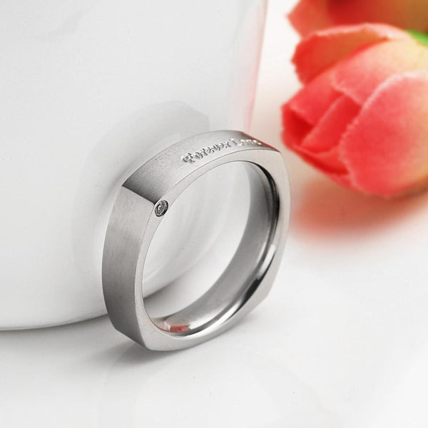 Mens promise rings - engraved titanium mens ring