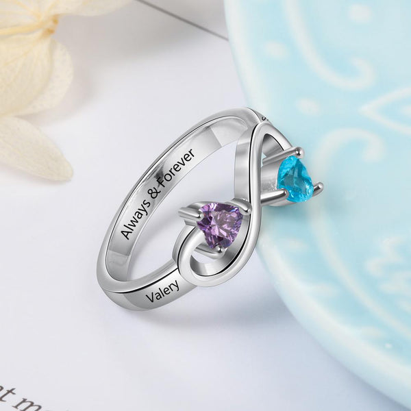 Infinity personalized sterling silver womens ring