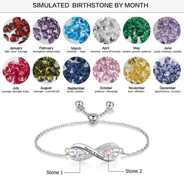 Friendship bracelets - personalized birthstones womens bracelet