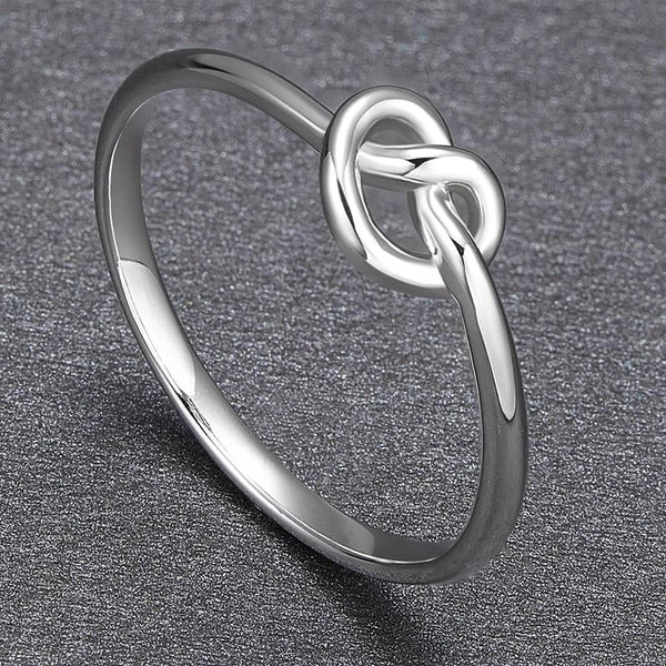 Simple knot silver knuckle ring for women