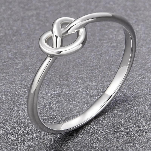 Simple knot silver knuckle ring for women