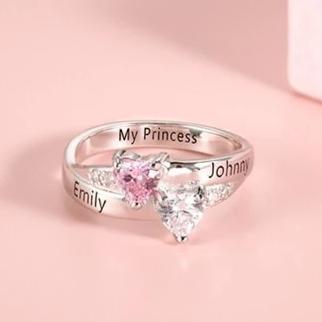 Promise ring for her - Personalized birthstones sterling silver womens ring