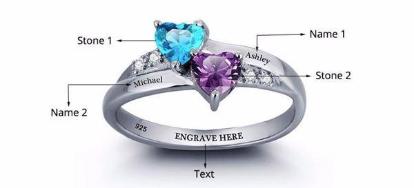 Promise ring for her - Personalized birthstones sterling silver womens ring