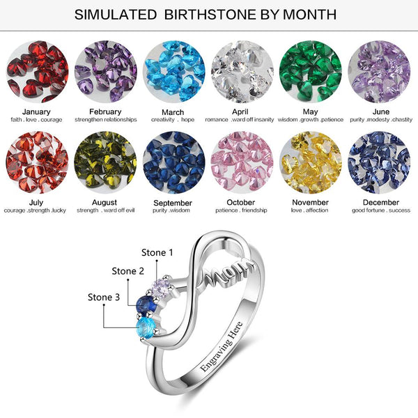 Mom birthstone womens ring gift for her