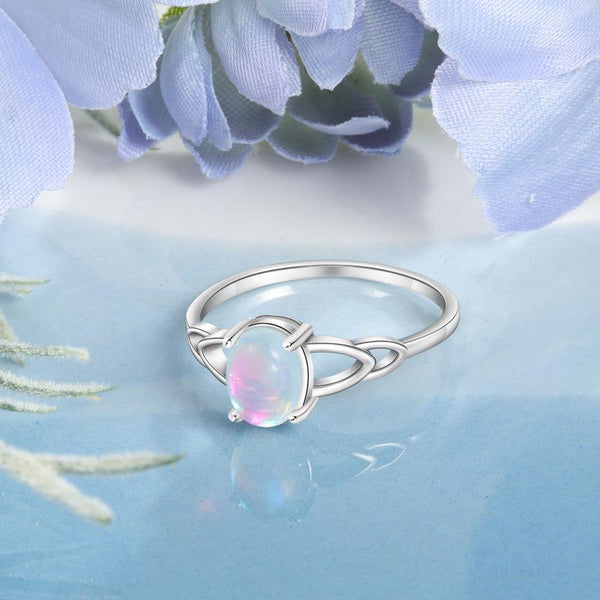 Oval moonstone sterling silver womens ring