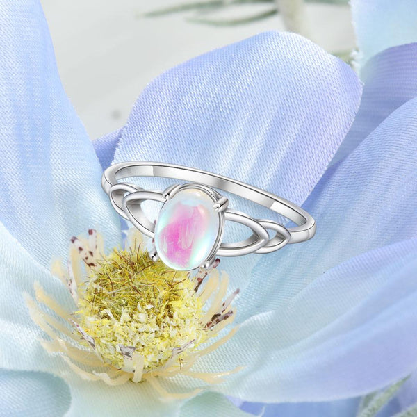 Oval moonstone sterling silver womens ring