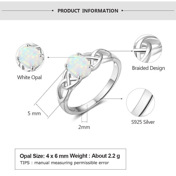 Opal rings - Celtic knot silver womens ring