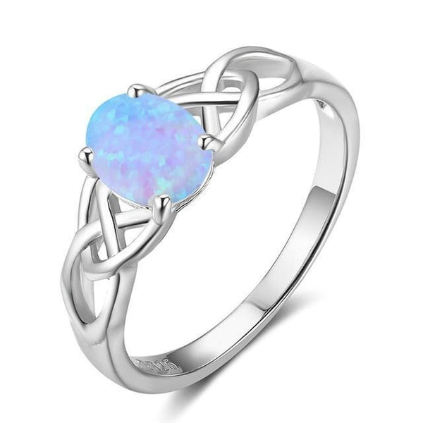 Opal rings - Celtic knot silver womens ring