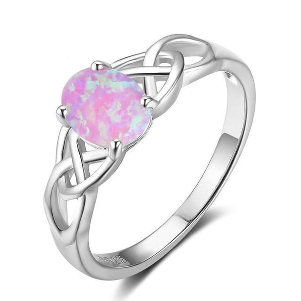 Opal rings - Celtic knot silver womens ring