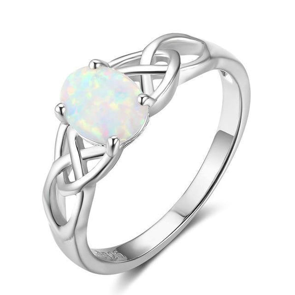 Opal rings - Celtic knot silver womens ring