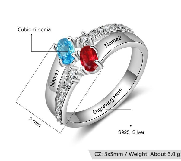 Promise rings for her - personalized birthstones ring