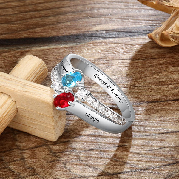 Promise rings for her - personalized birthstones ring