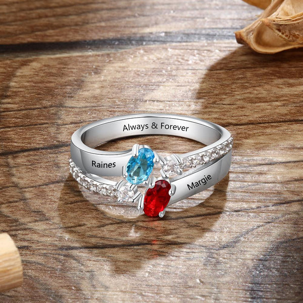 Promise rings for her - personalized birthstones ring
