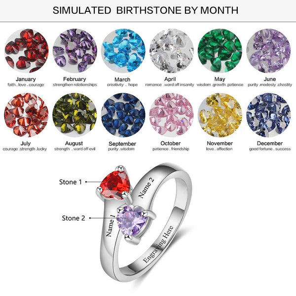 Personalized birthstones and engraving womens ring