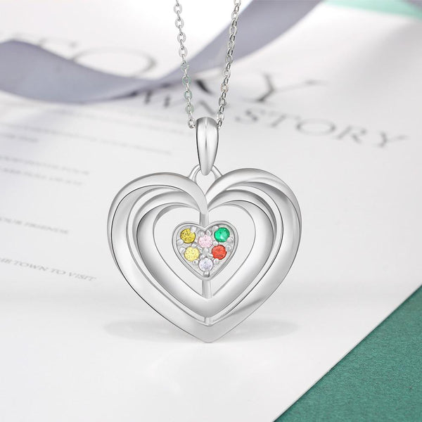 Personalized womens necklace with 6 birthstones