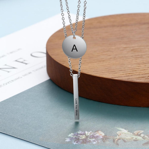 Personalized initial and name bar necklace