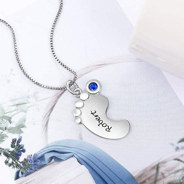 Mothers necklace with childs birthstone and name