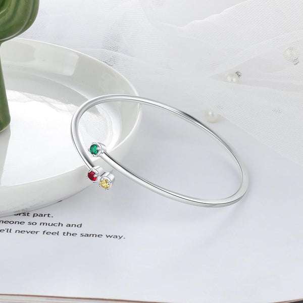 Personalized birthstones sterling silver womens bracelet