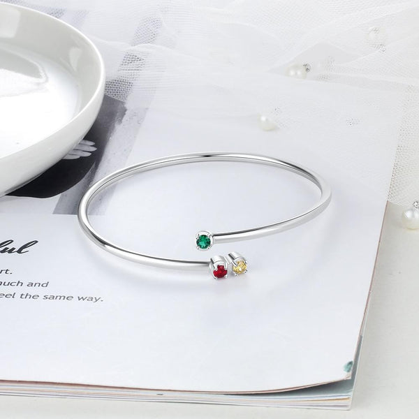 Personalized birthstones sterling silver womens bracelet