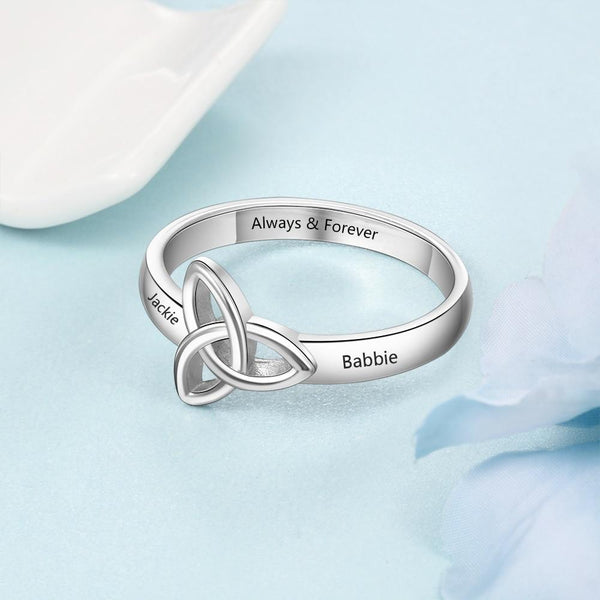 Celtic trinity knot personalized womens ring