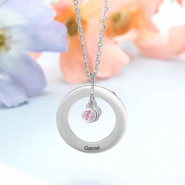 Personalized three birthstones necklace gift for women