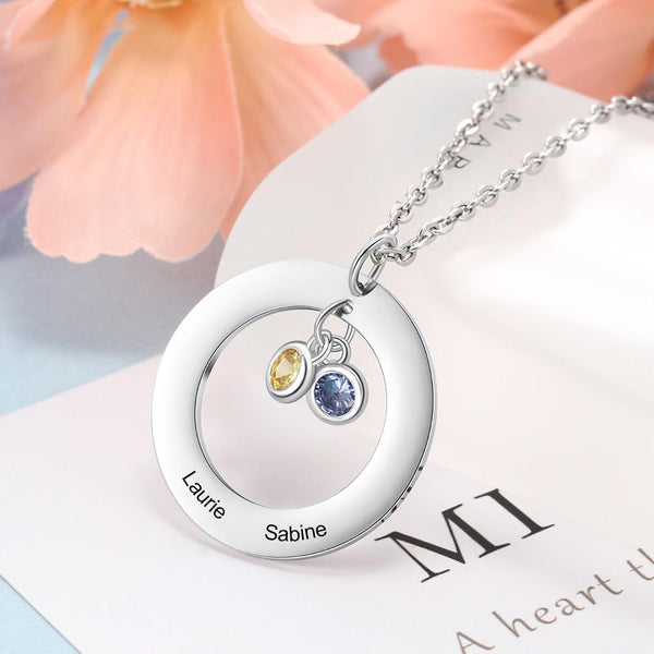 Personalized three birthstones necklace gift for women