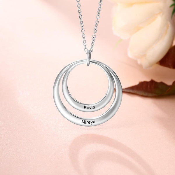 Custom engraved silver necklace for women