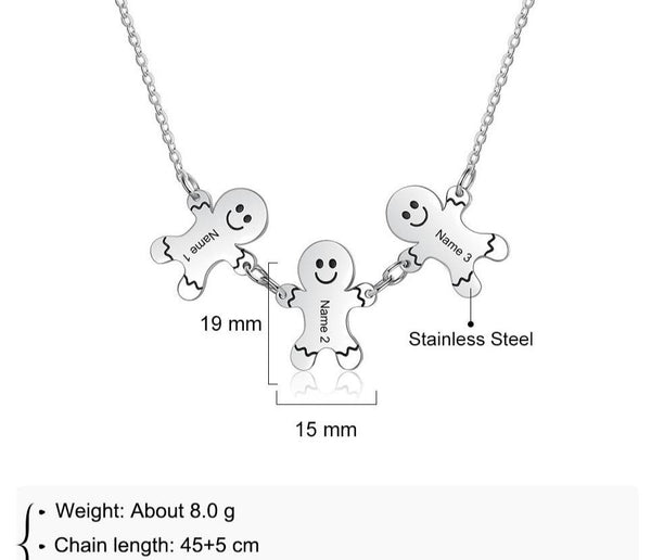 Christmas jewelry - gingerbread men personalized necklace