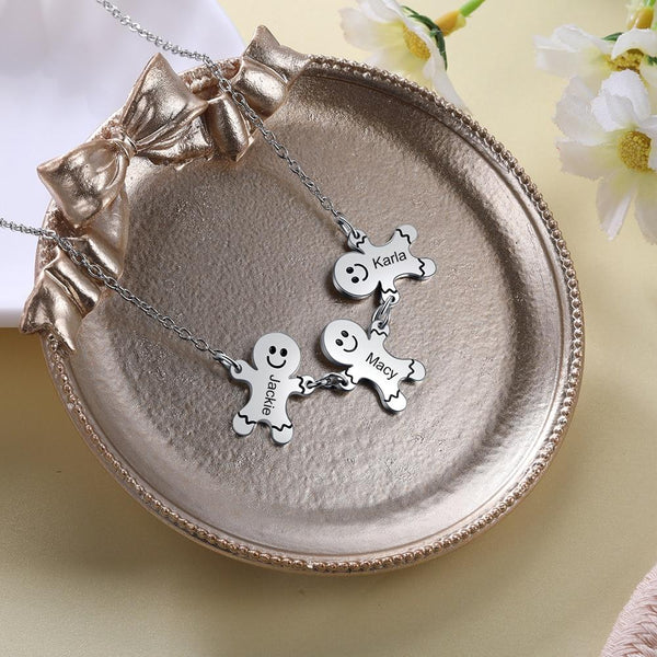 Christmas jewelry - gingerbread men personalized necklace