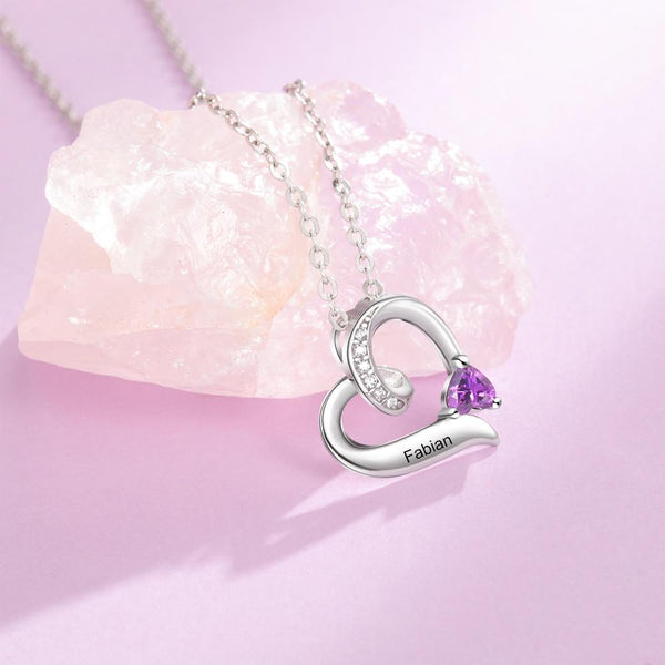 Personalized engraved heart necklace for women
