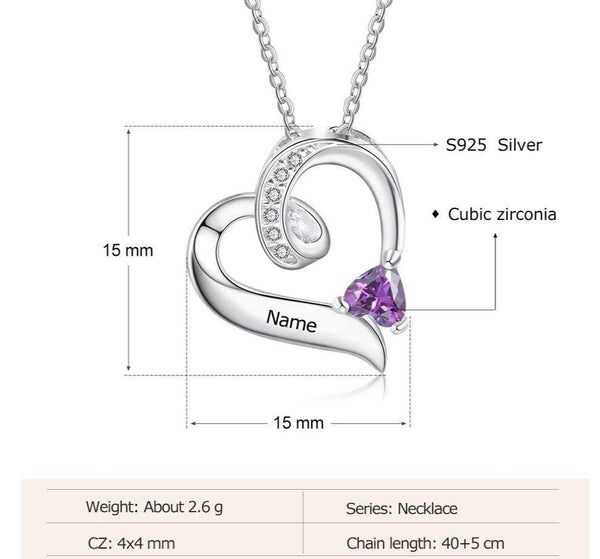 Personalized engraved heart necklace for women