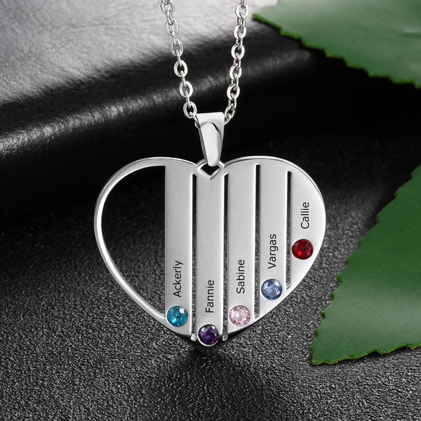 Personalized birthstone family name necklace