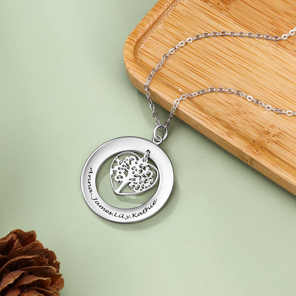 personalized tree of life silver necklace