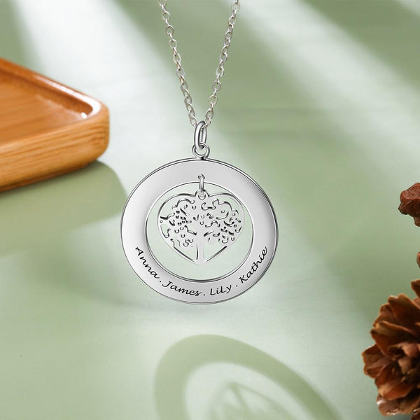 personalized tree of life silver necklace