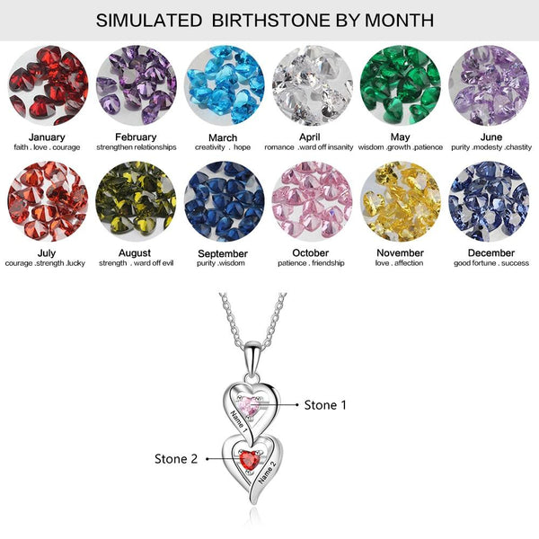 Personalized birthstones womens necklace