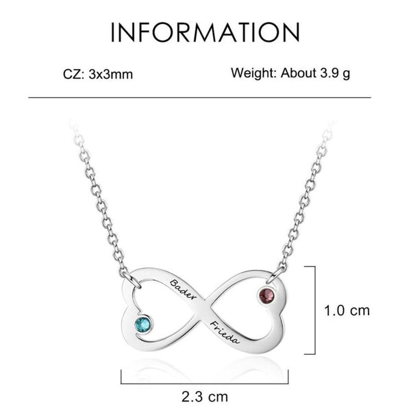 Personalized infinity hearts womens necklace