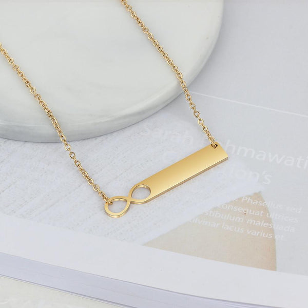 Personalized infinity name bar necklace