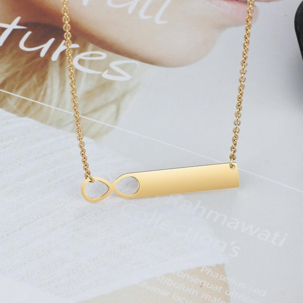 Personalized infinity name bar necklace