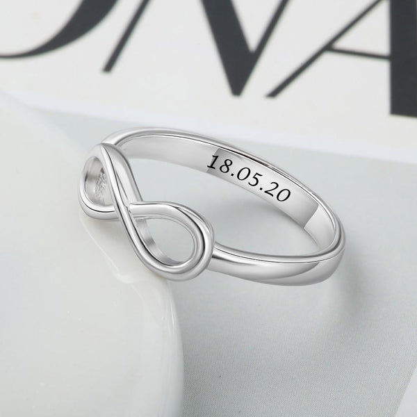 Personalized infinity 925 sterling silver womens ring