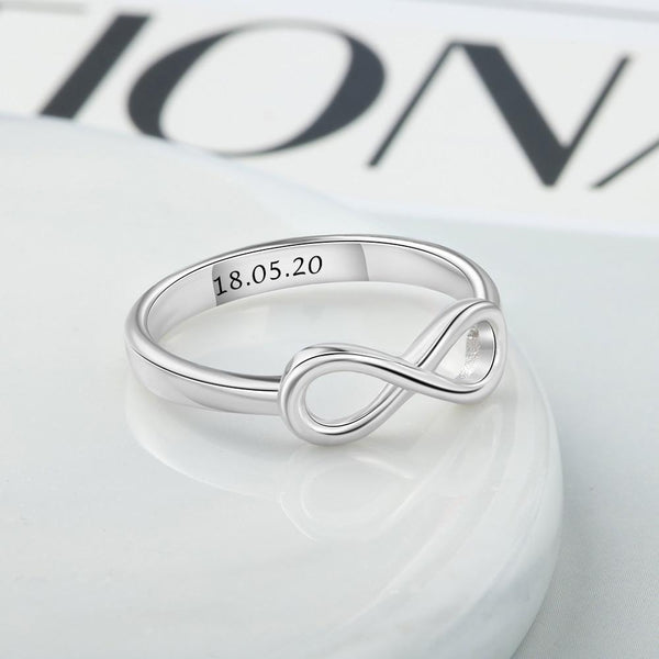 Personalized infinity 925 sterling silver womens ring