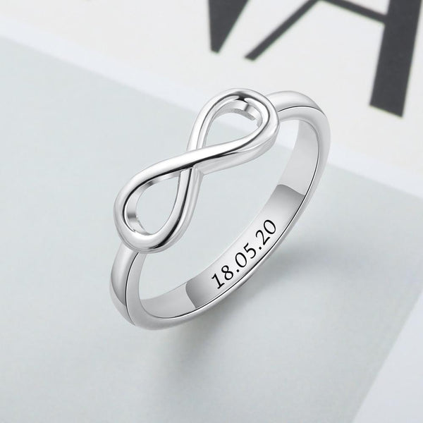 Personalized infinity 925 sterling silver womens ring