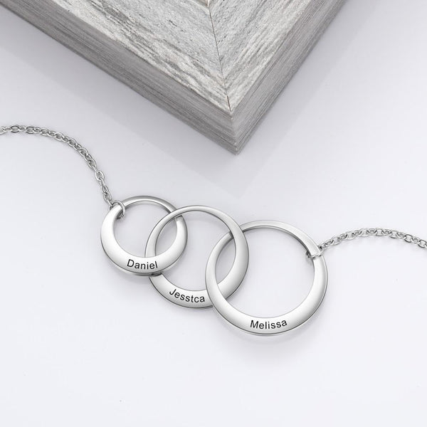 three personalized names womens necklace