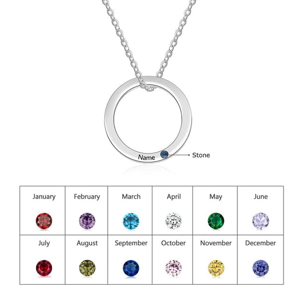 Personalized birthstones silver womens necklace