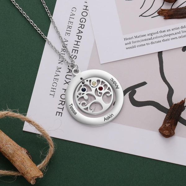 Personalized tree of life family necklace