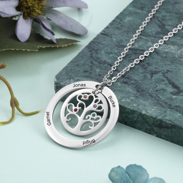 Personalized tree of life family necklace