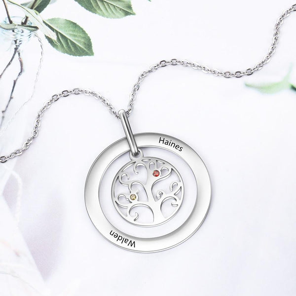 Personalized tree of life family necklace