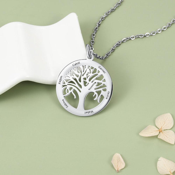 Personalized family tree of life necklace